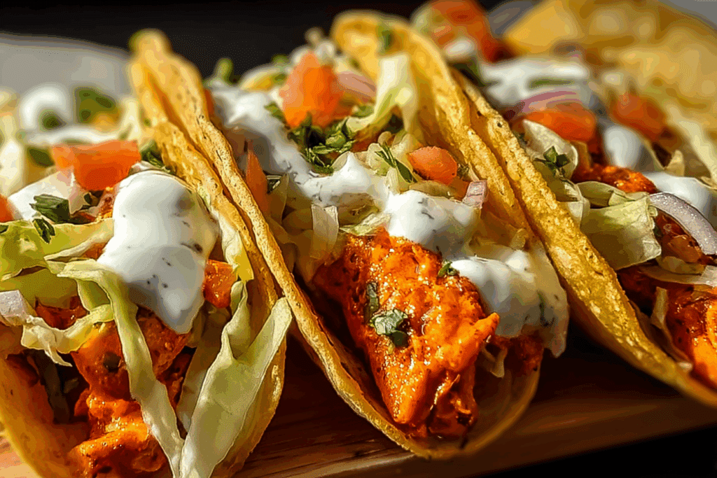 Buffalo Chicken Smash Burger Tacos