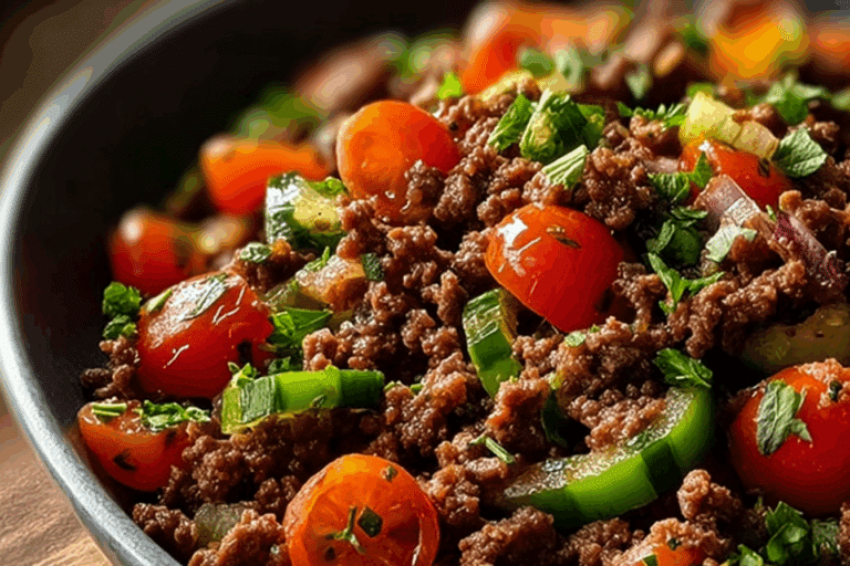 Mediterranean Ground Beef Stir Fry