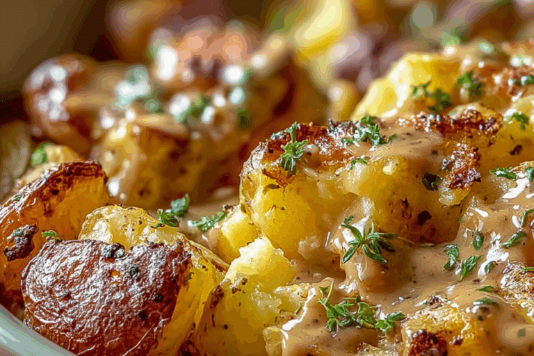 Honey Mustard Smashed Potatoes