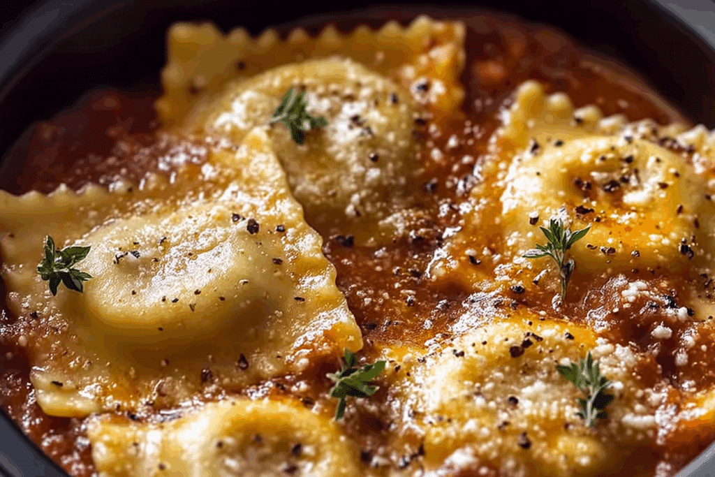 Crockpot Ravioli Lasagna