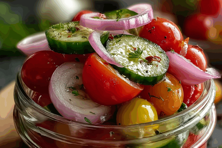 Pickled Cherry Tomatoes, Red Onions, and Cucumbers