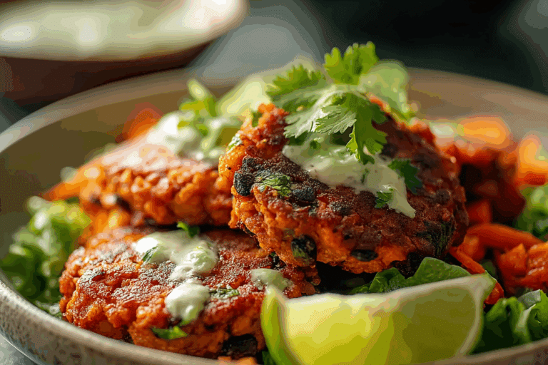 Lime Drenched Sweet Potato Black Bean Patties