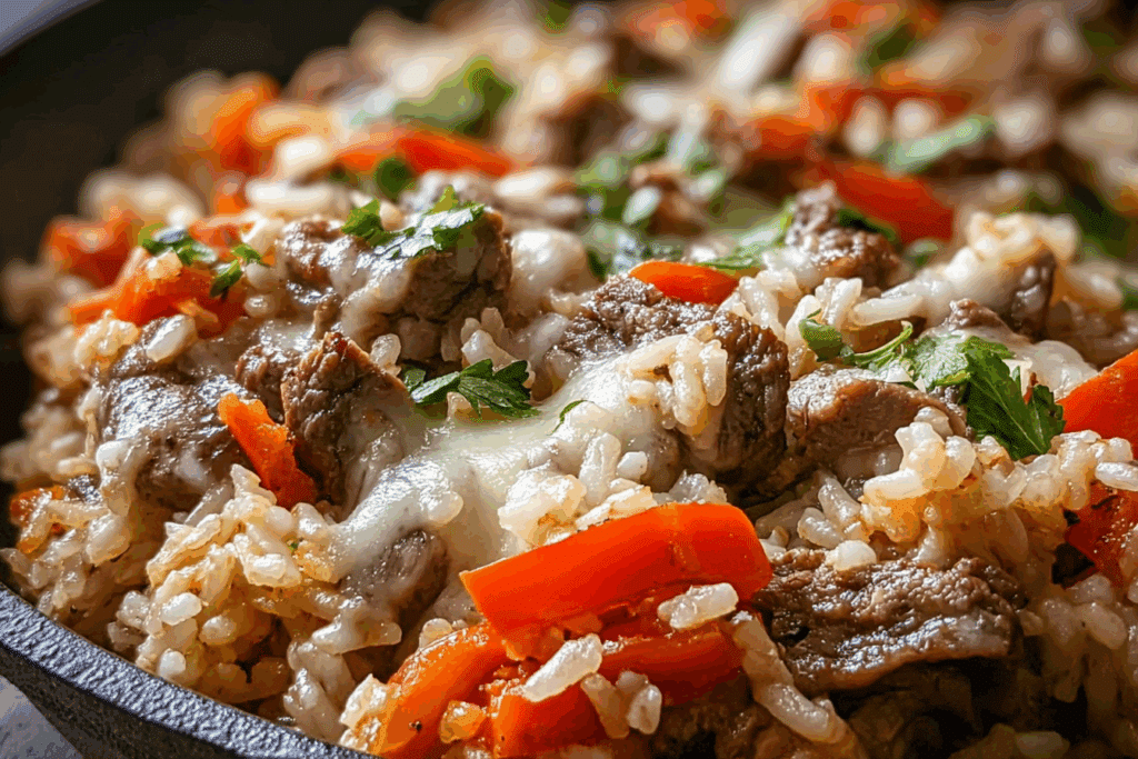 Philly Cheesesteak Rice Skillet