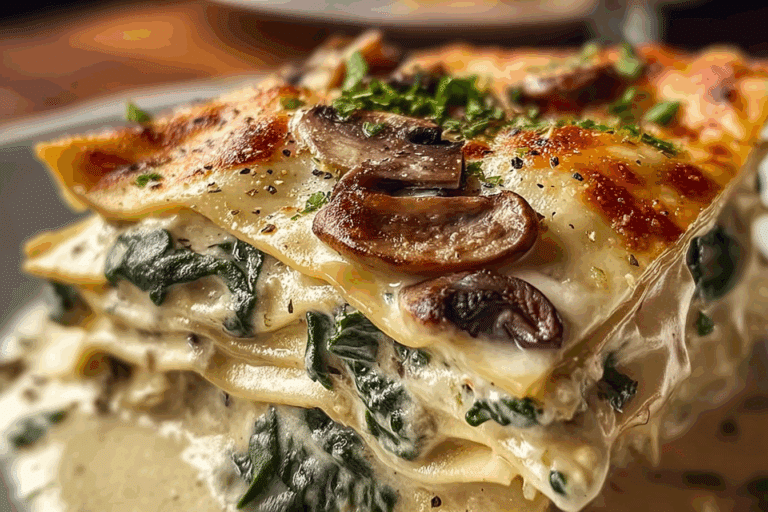 Spinach and Mushroom White Lasagna