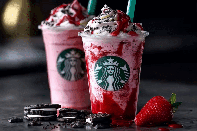 Starbucks-Style Strawberry Oreo Cheesecake Frappuccino