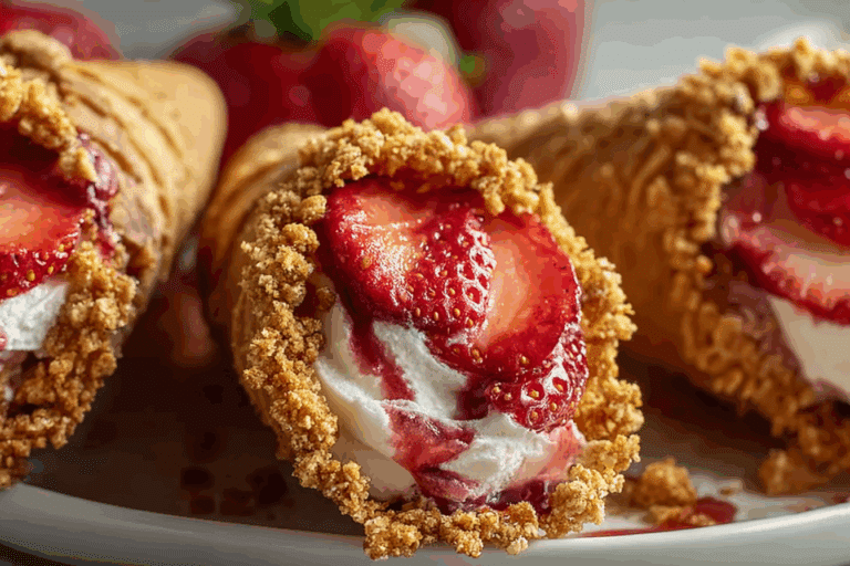 Strawberry Crunch Cheesecake Cones