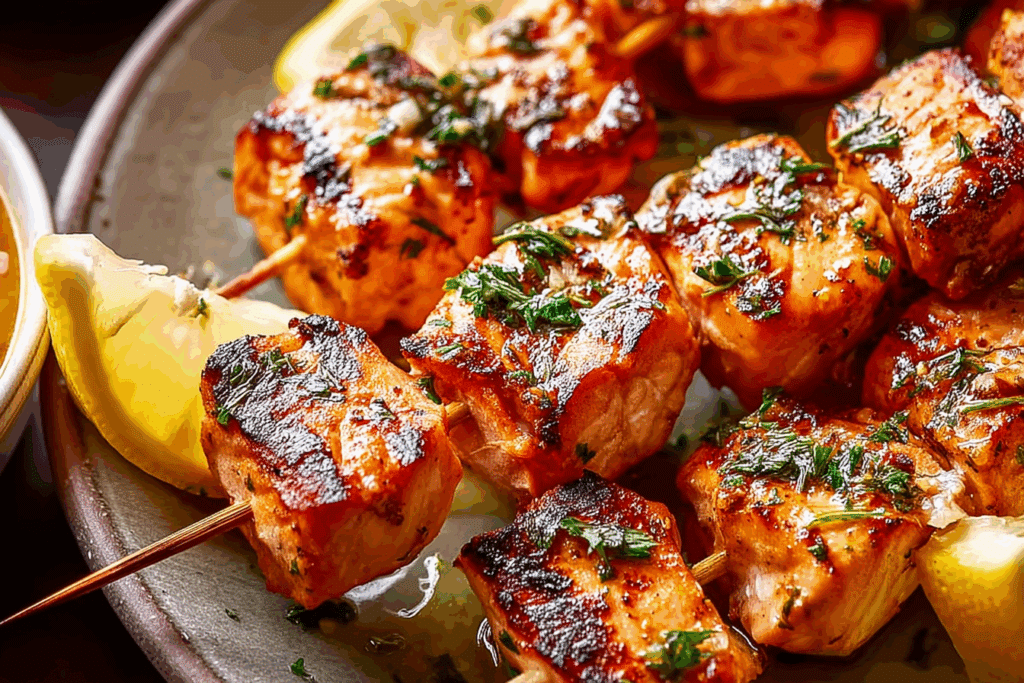 Grilled Lemon Salmon Skewers