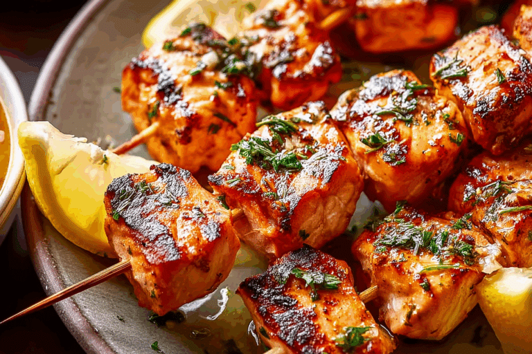 Grilled Lemon Salmon Skewers