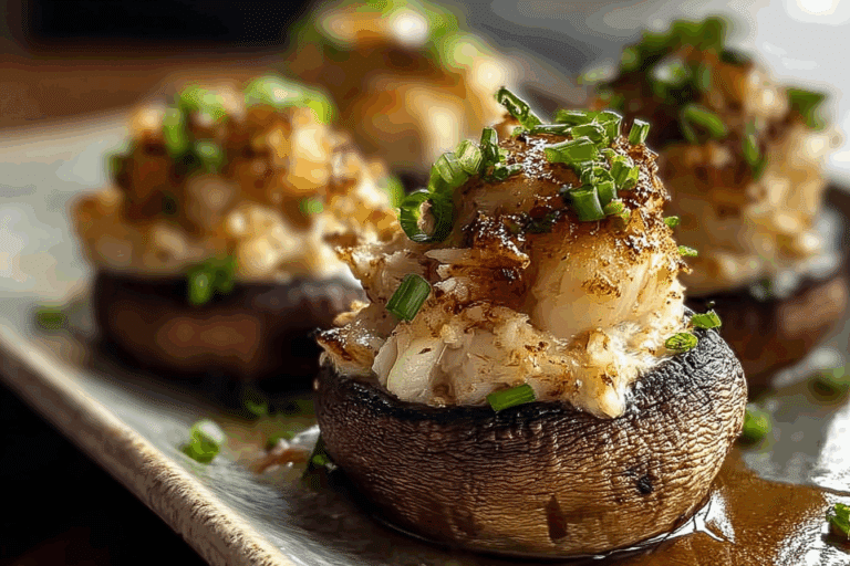 Creamy Garlic Crab-Stuffed Mushrooms