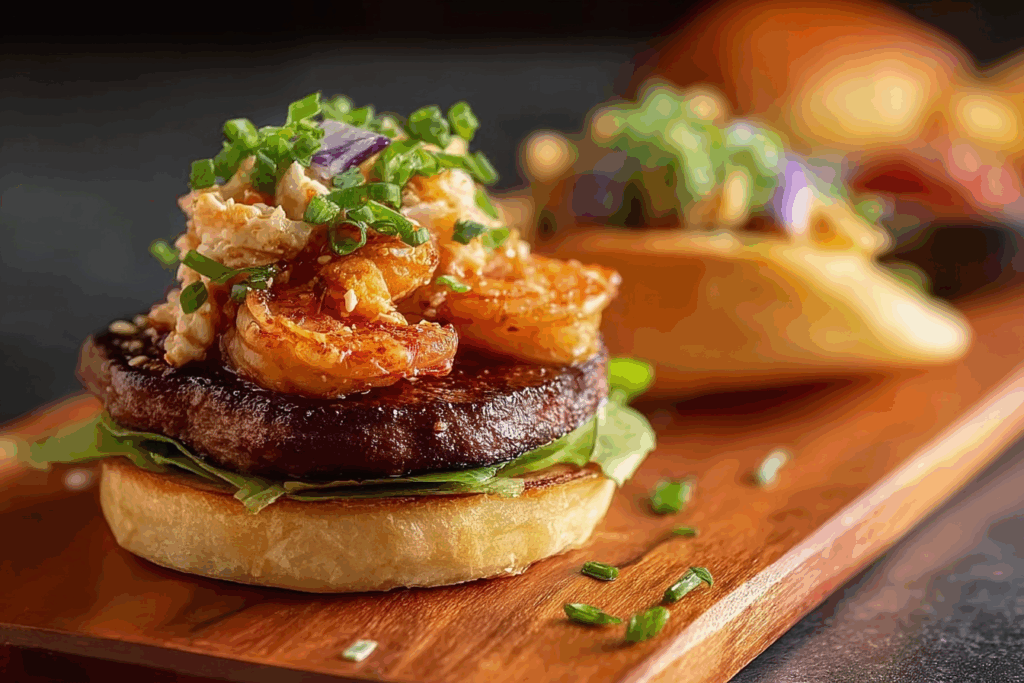 Crab Rangoon Surf and Turf Burger