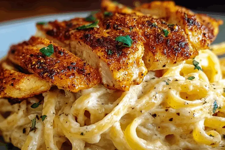 Savory Cajun Chicken over Creamy Parmesan Linguine