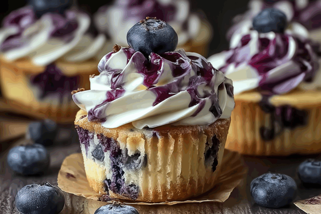 White Chocolate Blueberry Cheesecake Cupcakes