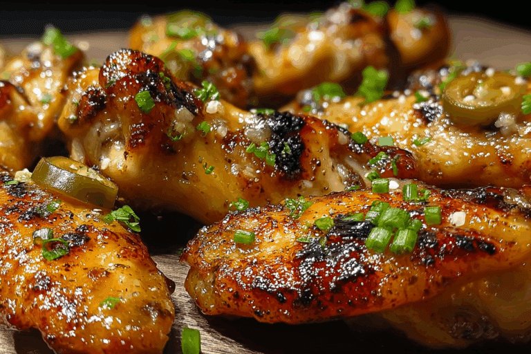 Grilled Chicken Wings with Peperoncini Garlic Butter