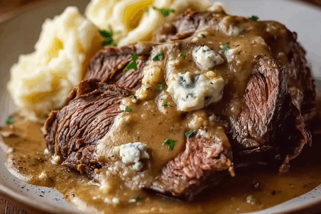 Steakhouse Pot Roast with Blue Cheese Gravy