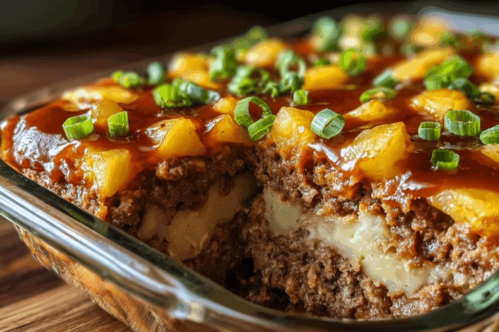 Cowboy Meatloaf and Potato Casserole