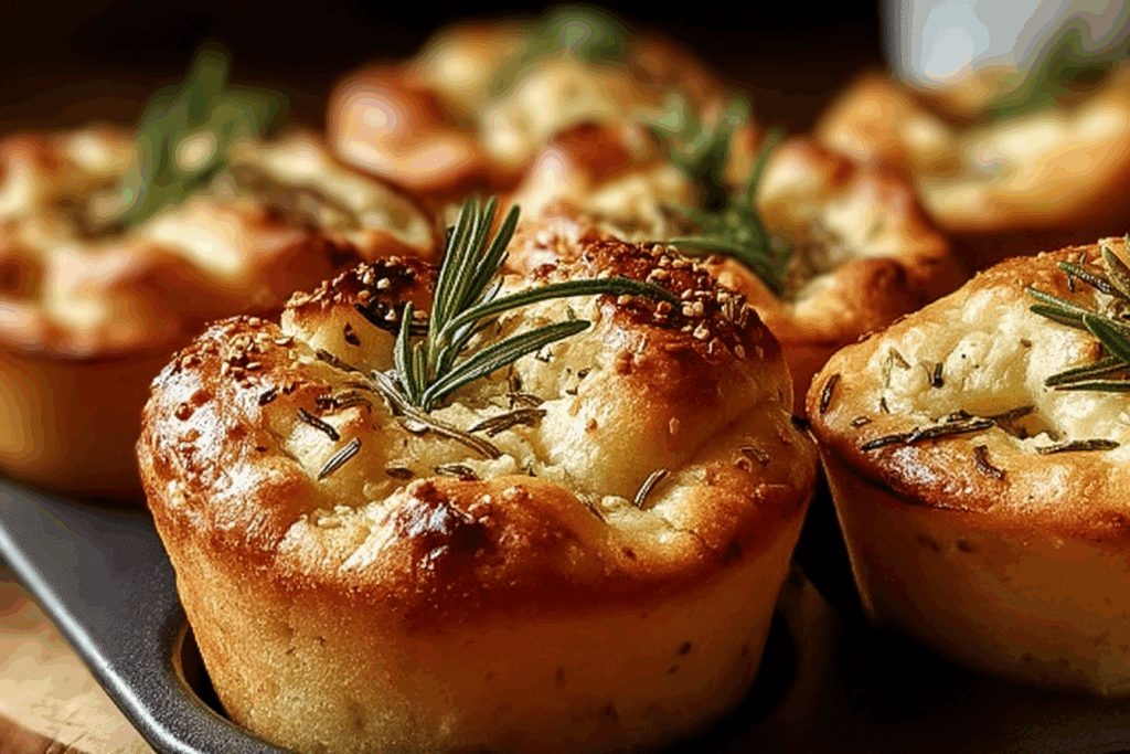 Garlic Rosemary Focaccia Muffins