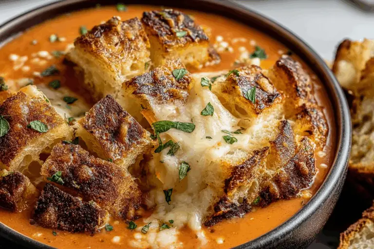 Chipotle Tomato Soup with Smoked Cheddar Pull Apart Bread