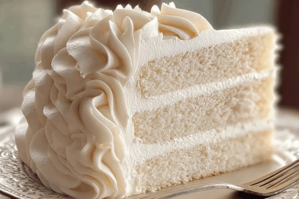 Fluffy White Velvet Cake with Vanilla Buttercream