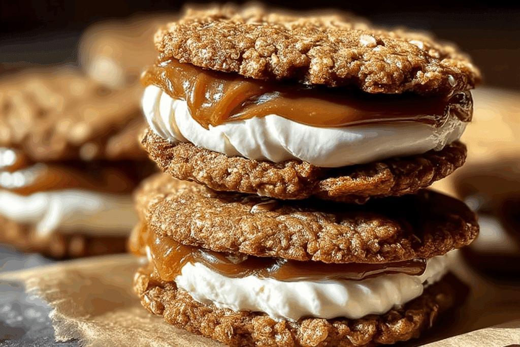 Salted Caramel Gingerbread Oatmeal Cream Pies