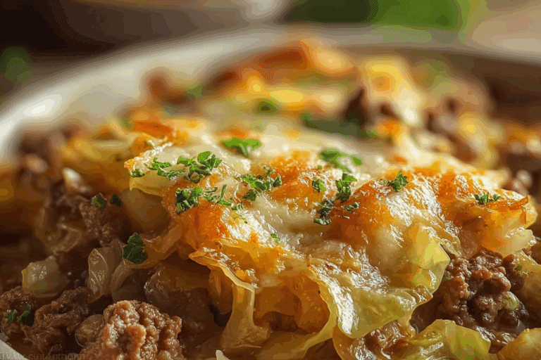 Cheesy Cabbage Beef Casserole