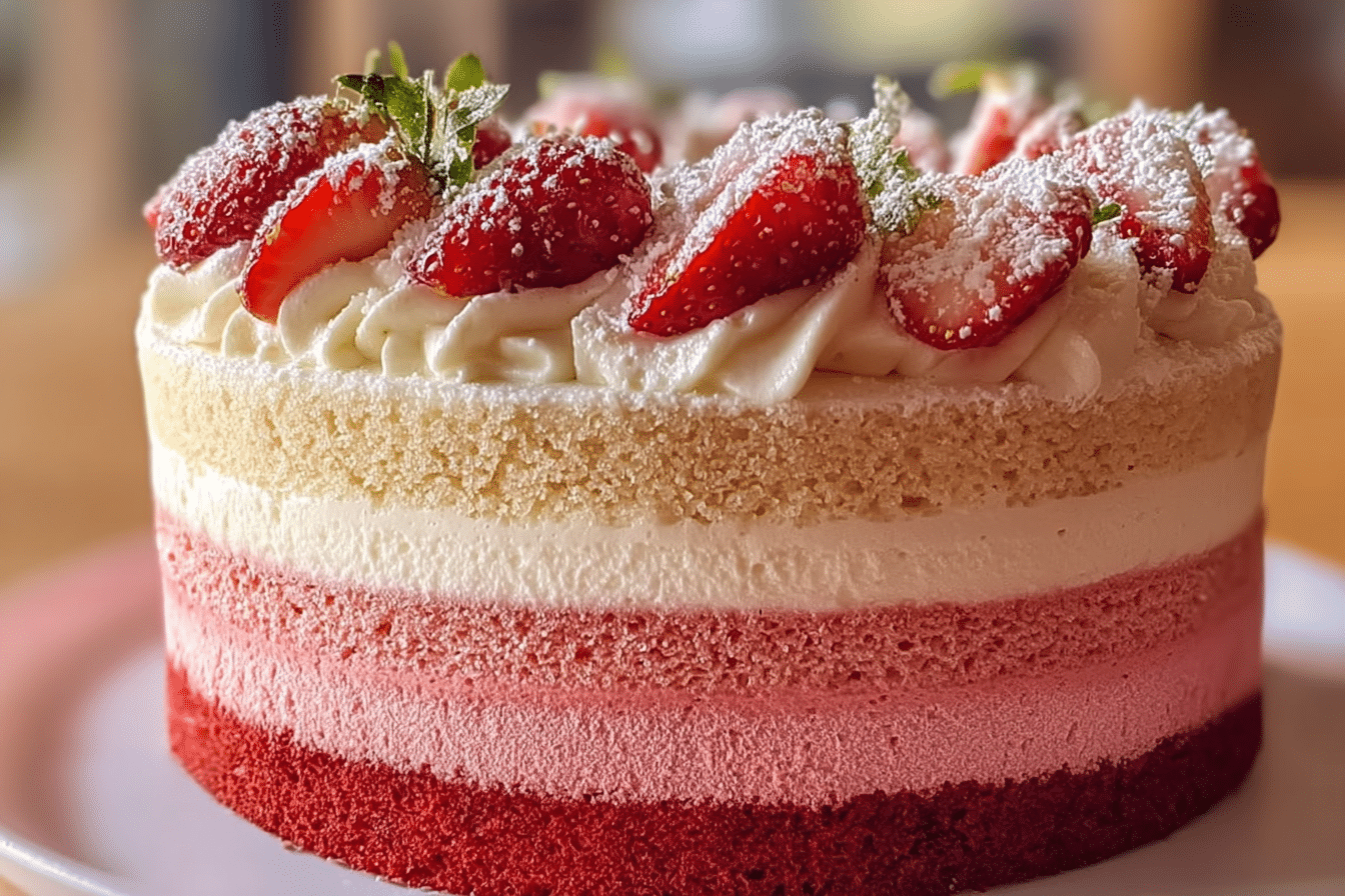 Vanilla Strawberry Ombre Cake: A Layered Delight