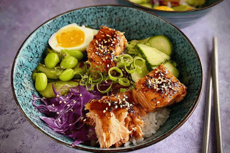Grilled Honey Soy Salmon Rice Bowls