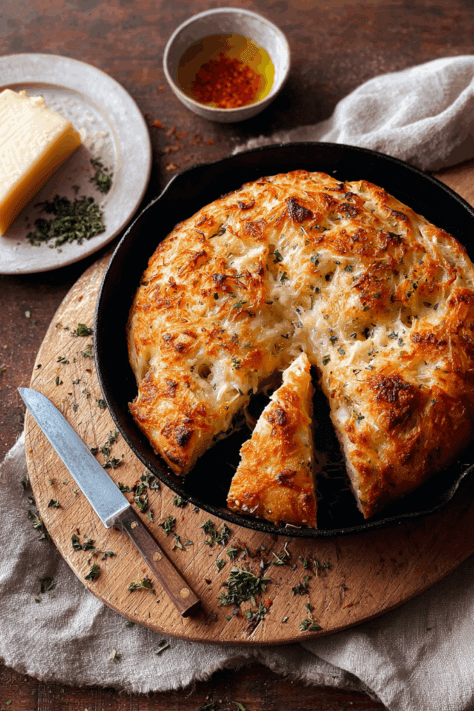 Asiago-Crusted Skillet Bread