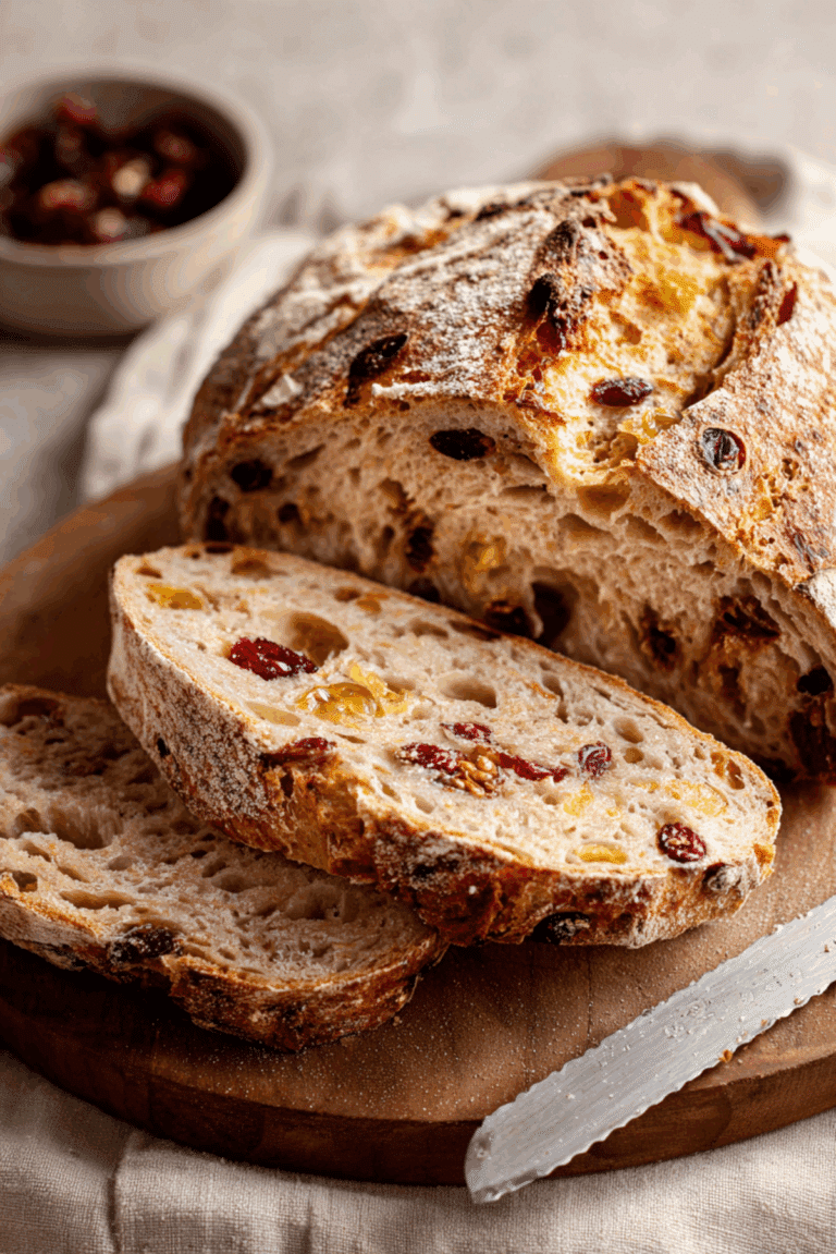 Crusty Cranberry Walnut No-Knead Bread