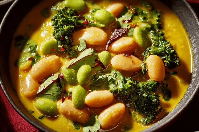 Curried Bean Stew with Coconut & Coriander Drizzle