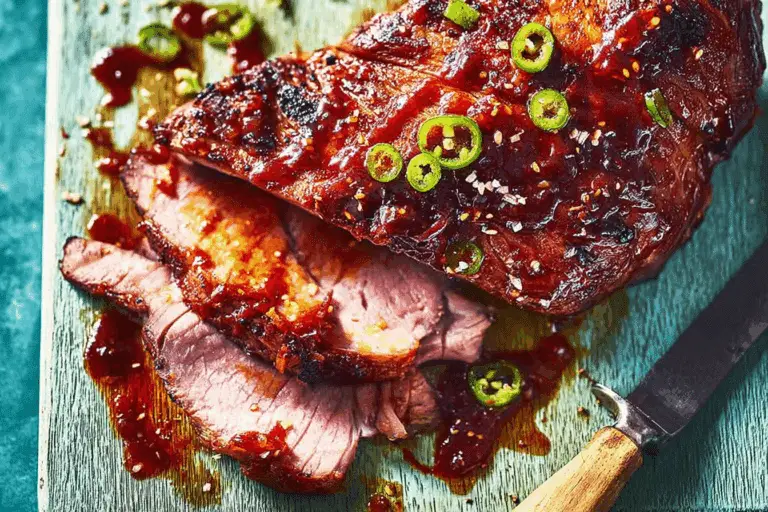 Maple & chilli-glazed leg of lamb