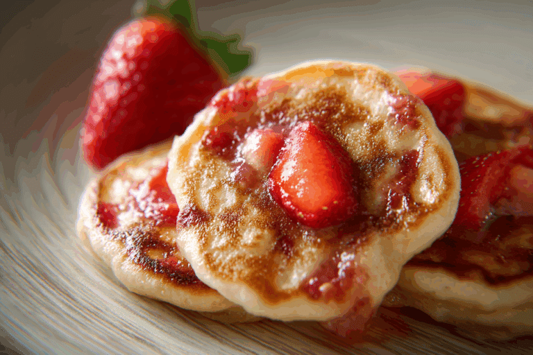Strawberry Vanilla Cottage Cheese Pancake Bites
