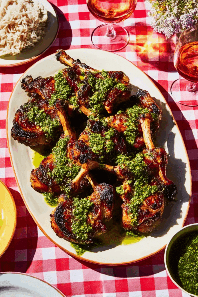 Marinated chicken chops with chimichurri