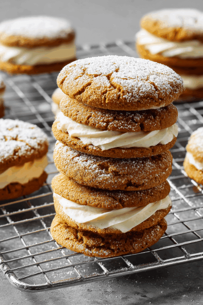 Gingerbread Crinkle Cookie Sandwiches