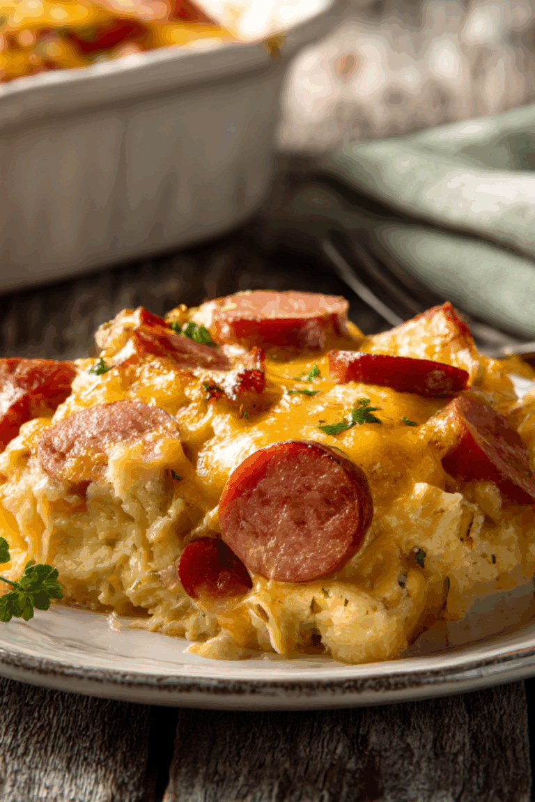Three-Cheese Kielbasa Bake