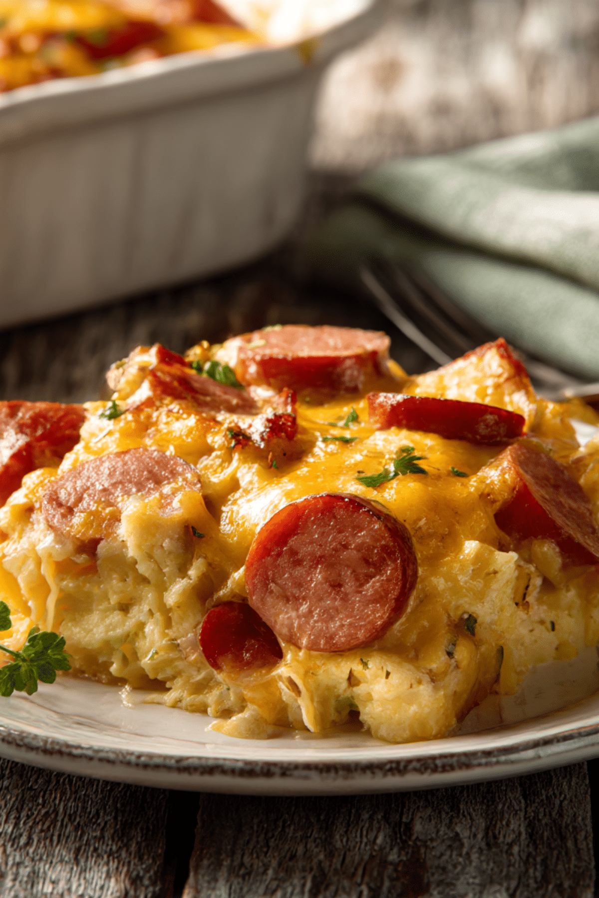 Three-Cheese Kielbasa Bake
