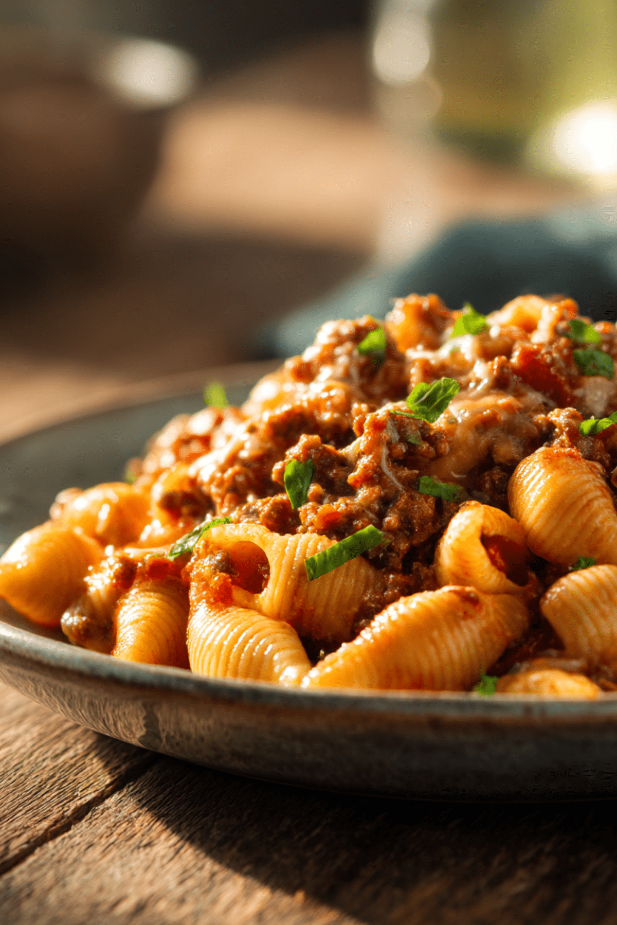 Crockpot Cheesy Ranch Beef Pasta Shells