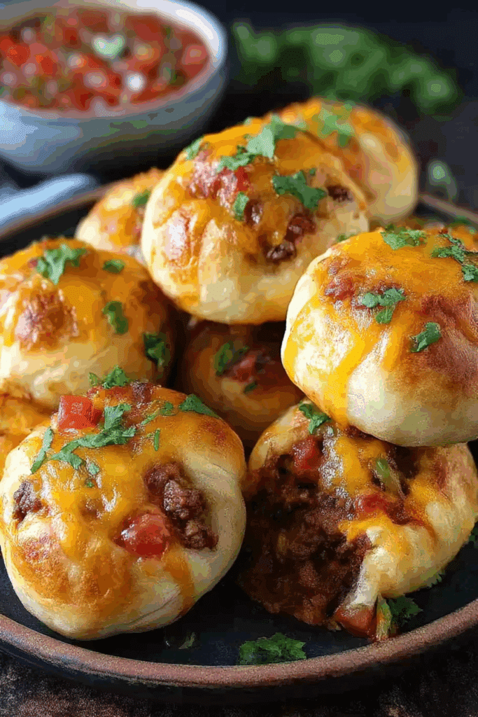 Air Fryer Cheesy Taco Bombs