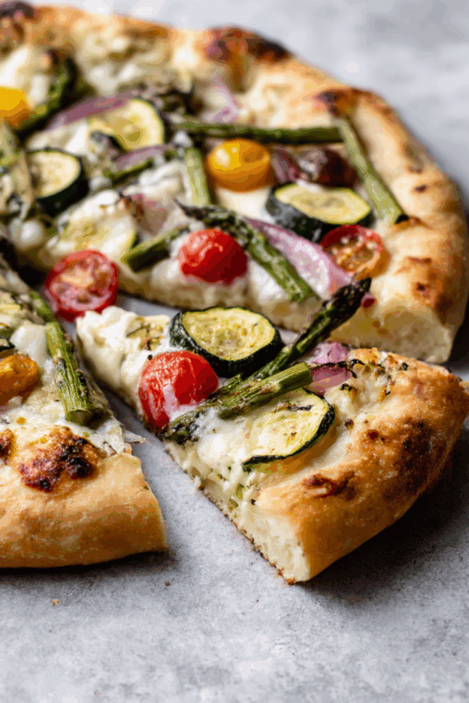 Garden Vegetable Alfredo Pizza