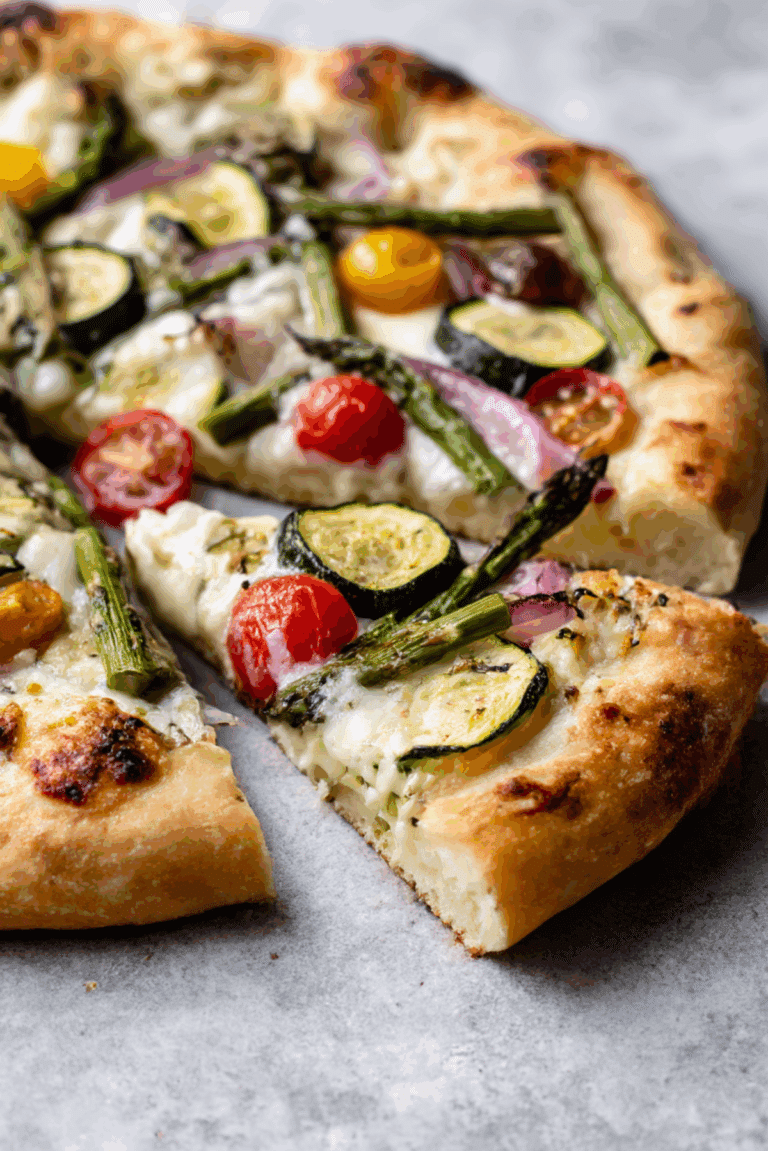 Garden Vegetable Alfredo Pizza