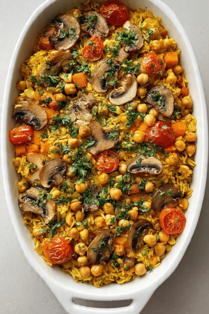 Vegetable Rice & Chickpea Bake