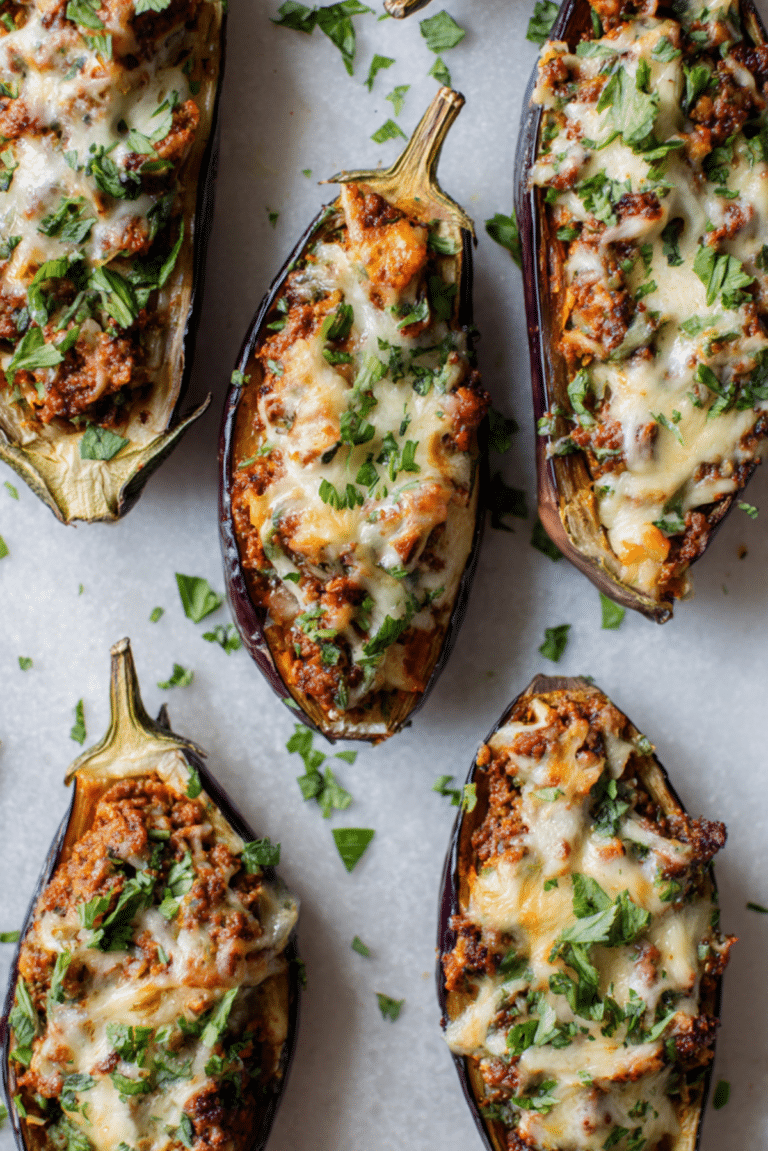 Stuffed Eggplant with Minced Beef