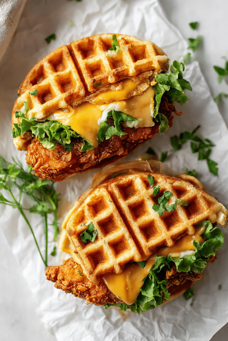 Crispy Chicken Cheese Waffle Sandwich