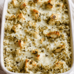 Creamy Pesto Chicken Rice Bake