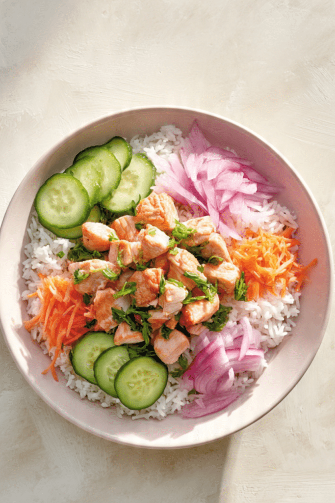 Pastel Color Chicken Rice Bowl