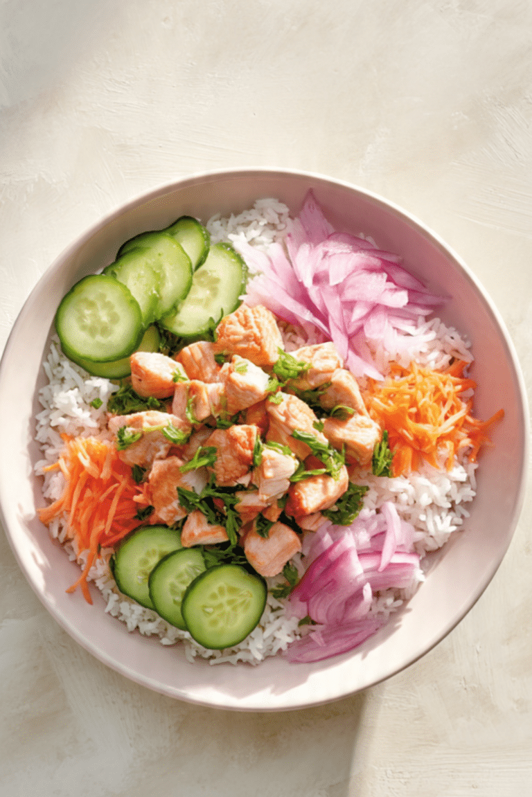 Pastel Color Chicken Rice Bowl