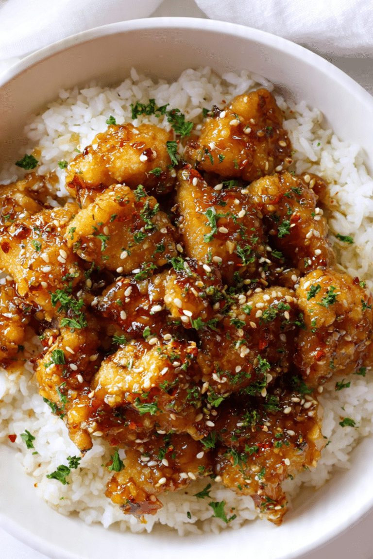 Sticky Honey Garlic Chicken Rice Skillet