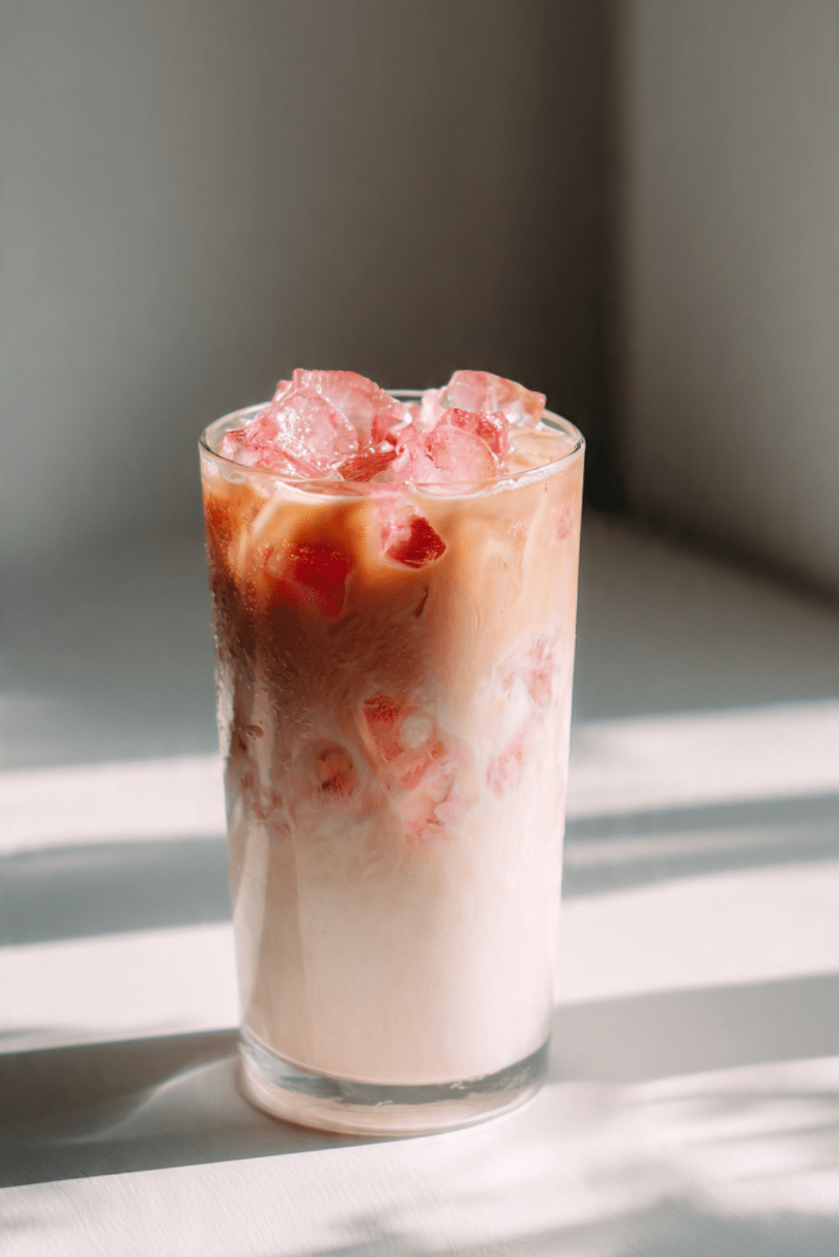 Strawberry Milk Ice Cubes Latte