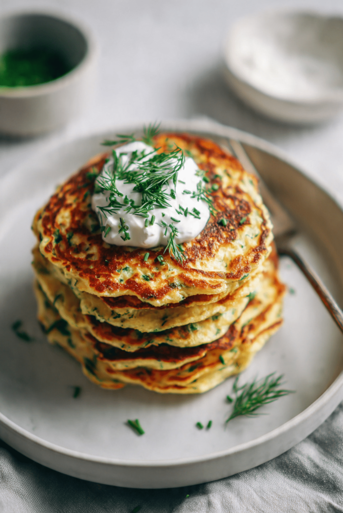 Savory Cottage Cheese Herb Pancakes