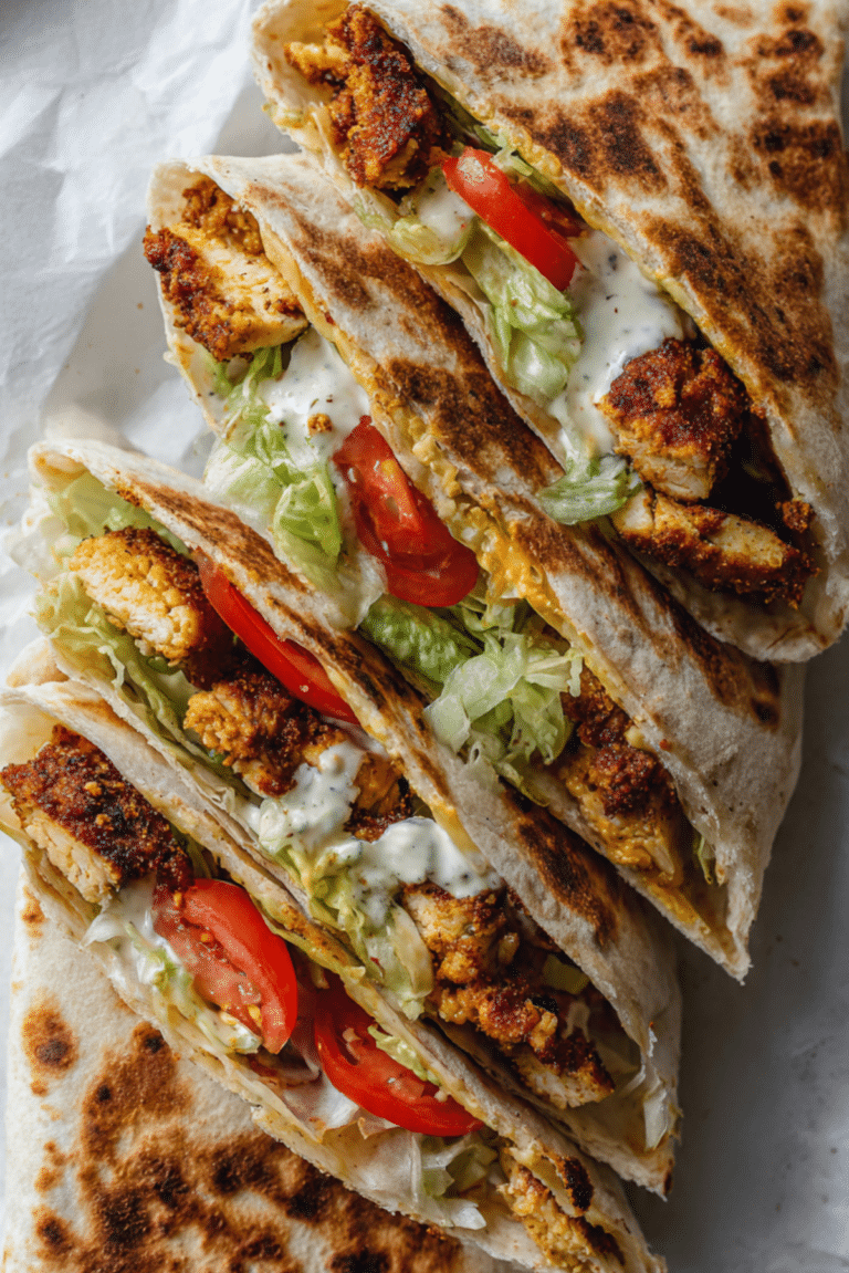 Crispy Chicken Stuffed Flatbread Pocket