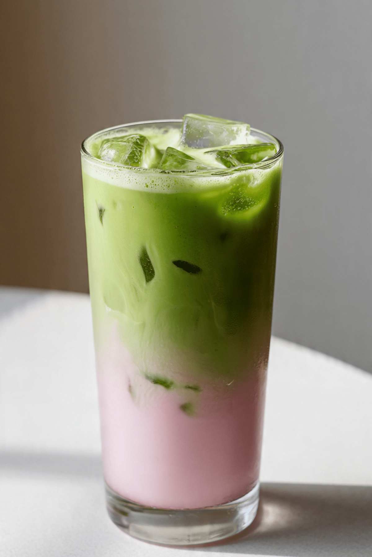 Iced Matcha Strawberry Latte Layers